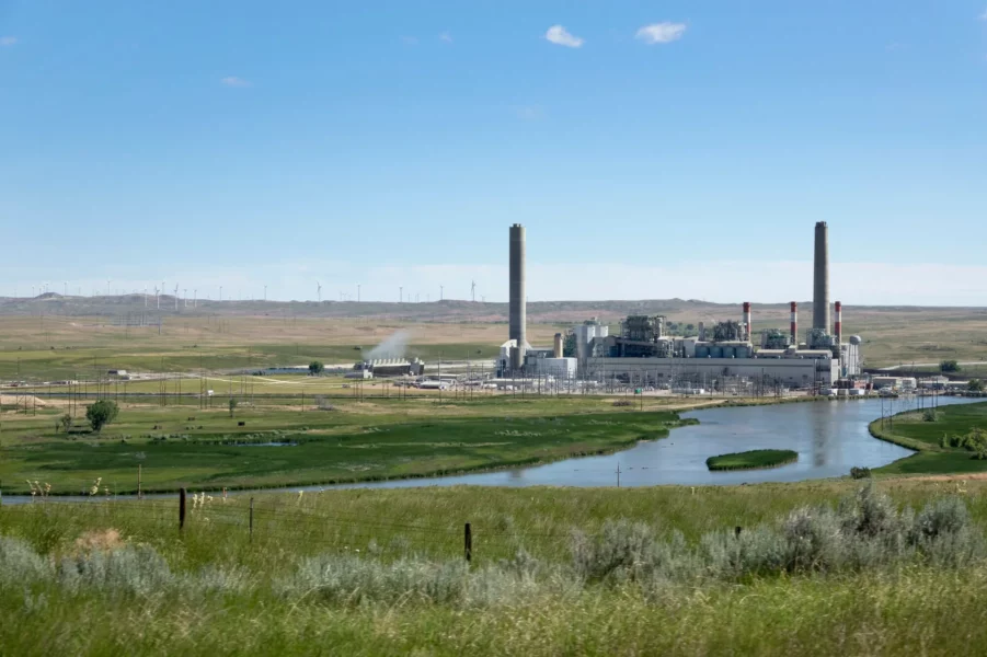 0f7b8139-coal-fired-power-plant-smoke-stacks-platte-river-casper-wyoming-wind-turbines-821028416