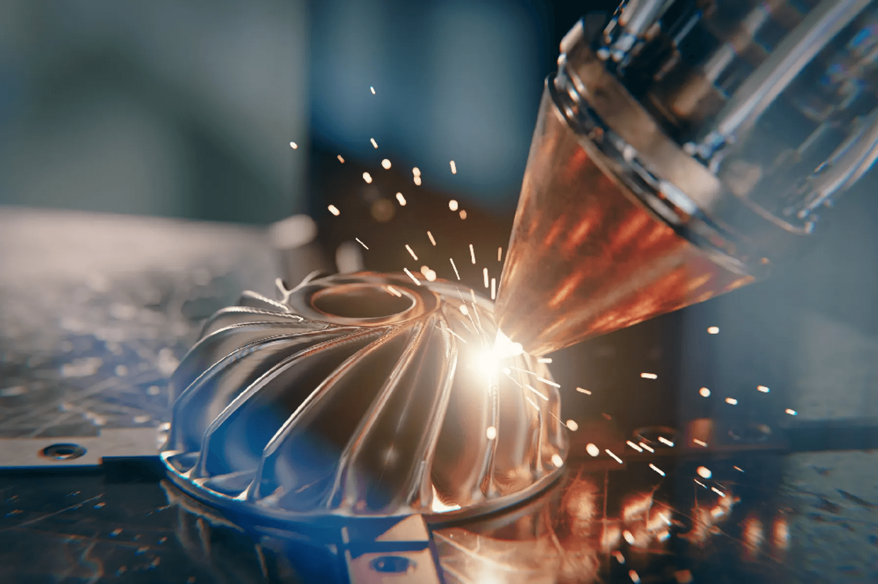 A-modern-3D-printer-is-printing-a-metal-turbine
