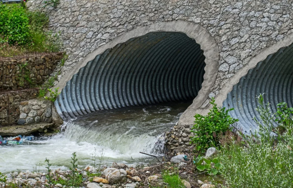 water-drains-through-pipes