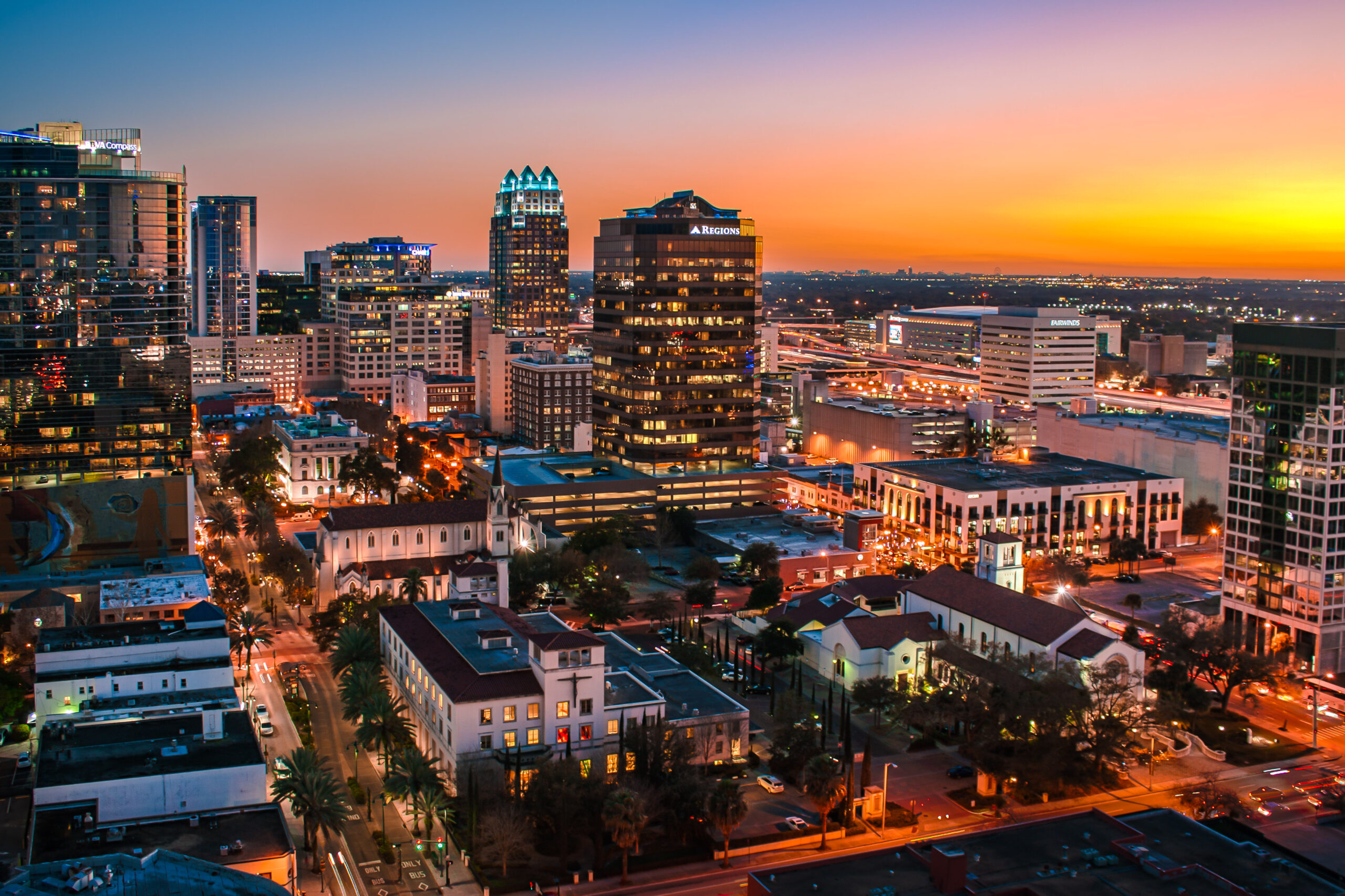 Downtown Orlando, Florida Skyline at Sunset