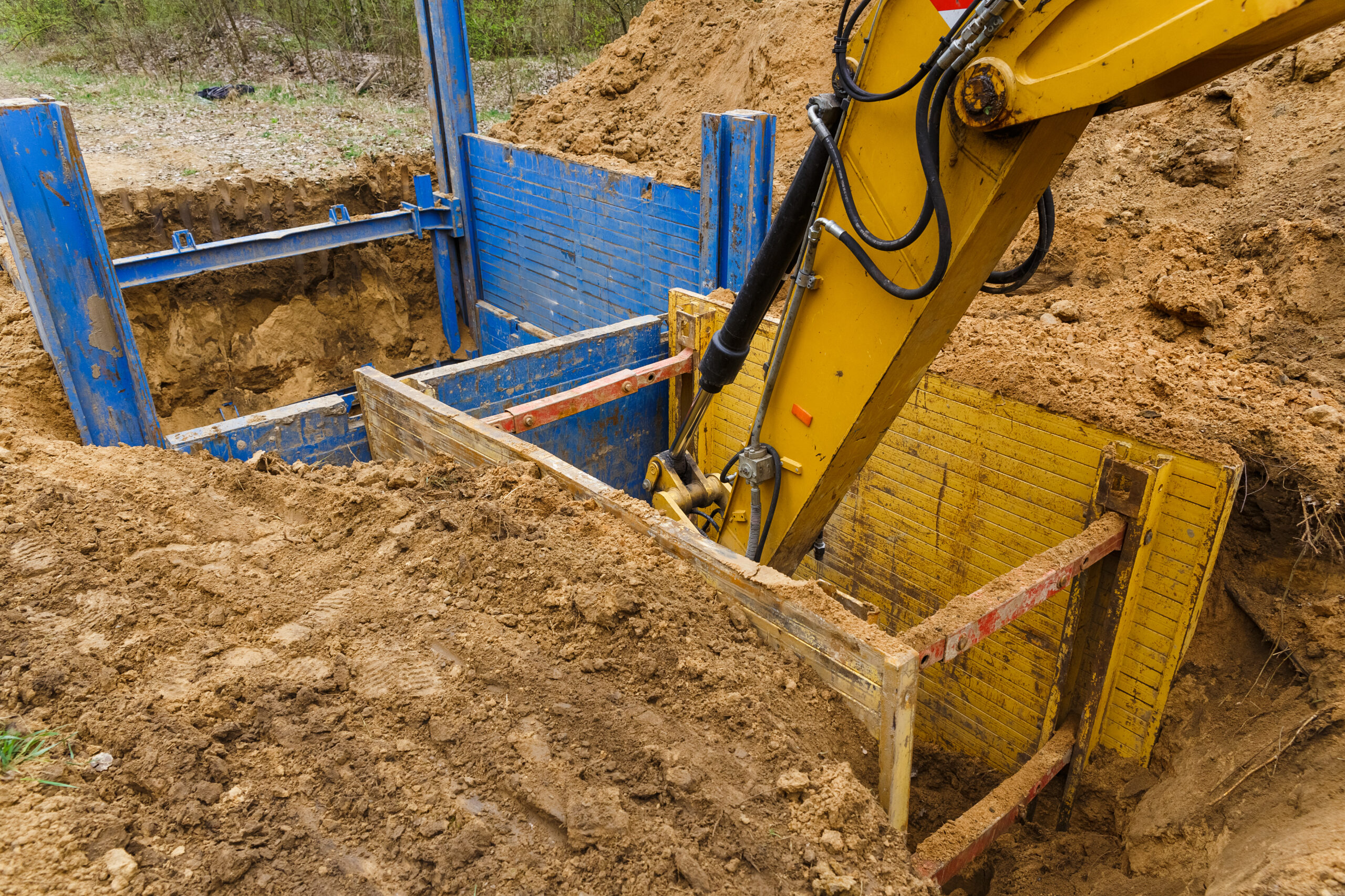 A person excavating at a job site